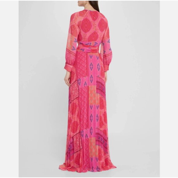 Teri Jon By Rickie Freeman Chiffon Floral Pleated Maxi Gown - Picture 6 of 14